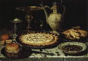 PEETERS, Clara bord med paj,vit och oliver oil painting artist